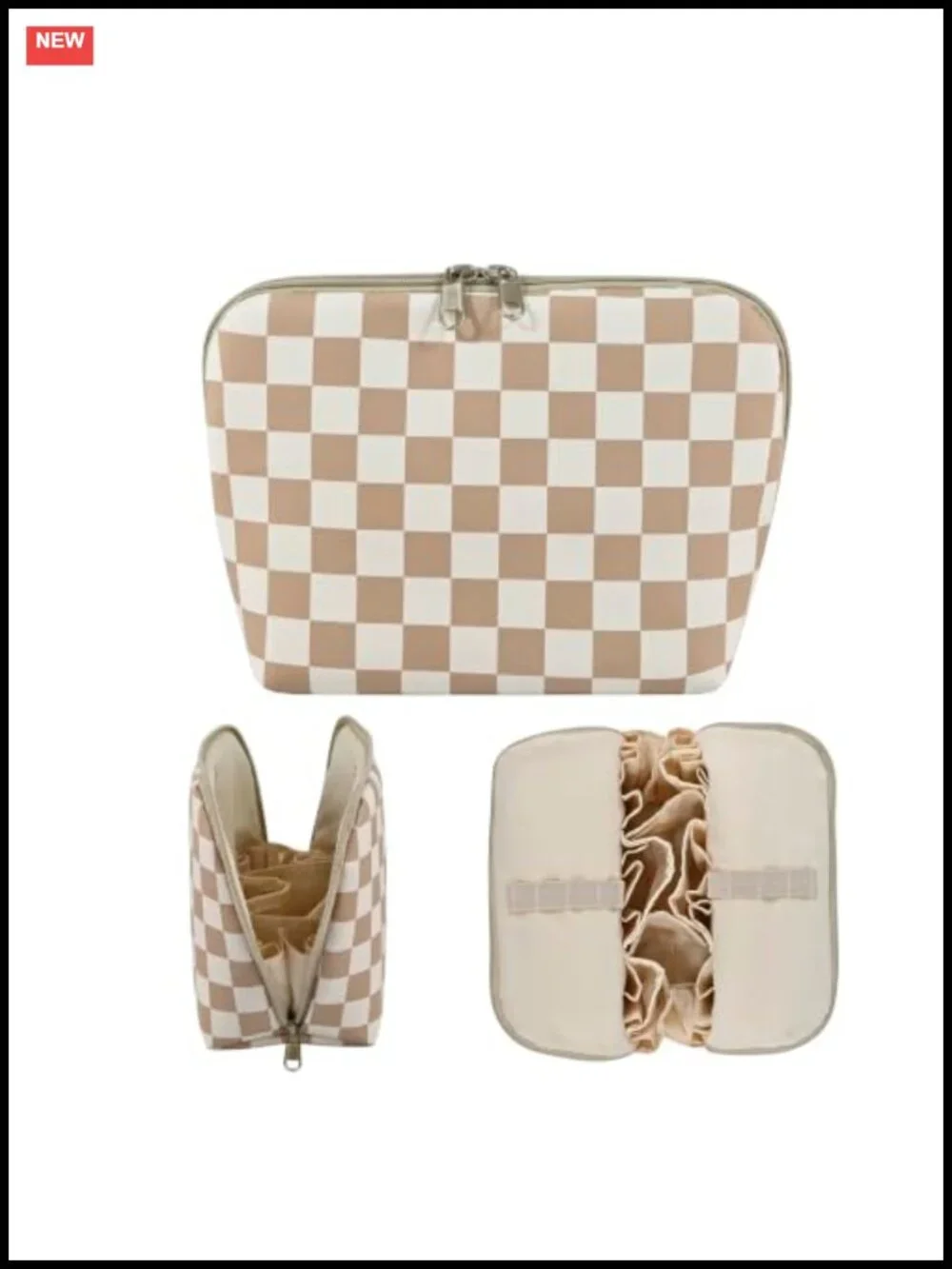 Travel Makeup Bag Stand Up Cosmetic Organizer Waterproof Vegan Leather